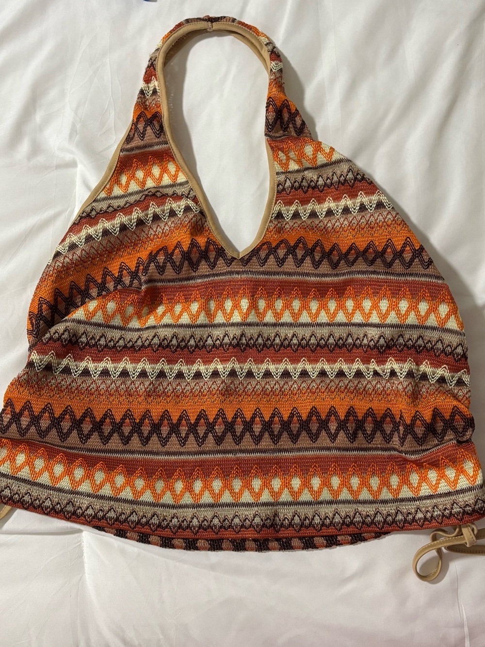 SHEIN Curve Multicolor Knit Top in Orange, Brown & Cream